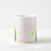 ピンクパーソナライズされたフローラレッドパンダママベビーマグ コーヒーマグカップ (中央)