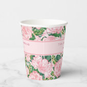 ピンクパーソナライズされたフローラ夏パーティー 紙コップ (右)