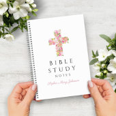 ピンクパーソナライズされたフローラ宗教十字架 ノートブック