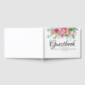 ピンクパーソナライズされたフローラ牡丹《キリスト教》洗礼式や命名式 ゲストブック (全面)