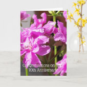 ピンクパーソナライズされたフローラ70結婚周年 カード (黄色い花)