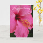ピンクパーソナライズされたフローラ70誕生日 カード (黄色い花)