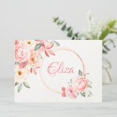 ピンクパーソナライズされたフローラ 招待状 (スタンド正面)