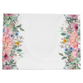 ピンクパーソナライズされたフローラ，蝶の赤ちゃんシャワー ラージペーパーバッグ (裏面)