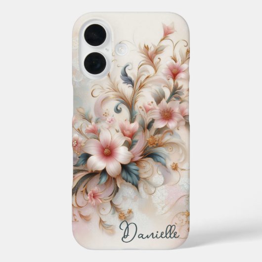 ピンクパーソナライズされたフローラ Case-Mate iPhoneケース (裏面)