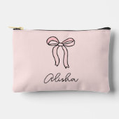 ピンクパーソナライズされたブライダルシャワーフェイスメイクアップバッグ アクセサリーポーチ (正面)