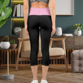 ピンクパーソナライズされたブラックおもしろい漫画スタイル猫引用文 カプリレギンス