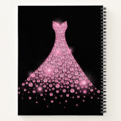 ピンクパーソナライズされたブラックグリッターガウンSketchbook ノートブック (裏面)