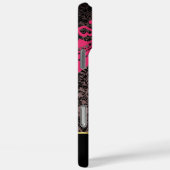 ピンクパーソナライズされたブラックグレーフローラダマスク Case-Mate iPhoneケース (裏面 / 右)