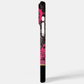 ピンクパーソナライズされたブラックグレーフローラダマスク Case-Mate iPhoneケース (裏面 / 左)