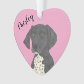 ピンクパーソナライズされたブラックドイツ短焦点ポインタ オーナメント (正面)