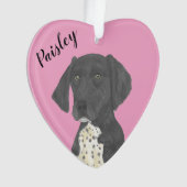 ピンクパーソナライズされたブラックドイツ短焦点ポインタ オーナメント (正面)