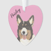 ピンクパーソナライズされたブラックヘディングトリコラーギ オーナメント (正面)