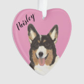 ピンクパーソナライズされたブラックヘディングトリコラーギ オーナメント (正面)