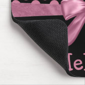 ピンクパーソナライズされたブラック水玉模様リボン弓 マウスパッド (コーナー)