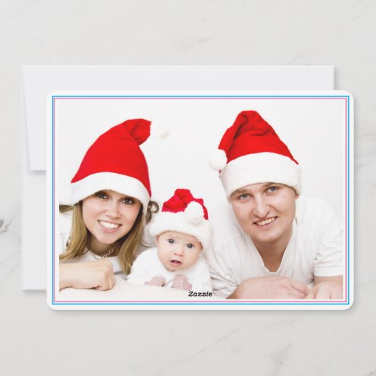 ピンクパーソナライズされたブルークリスマスくるみ割りリース シーズンカード (裏面)