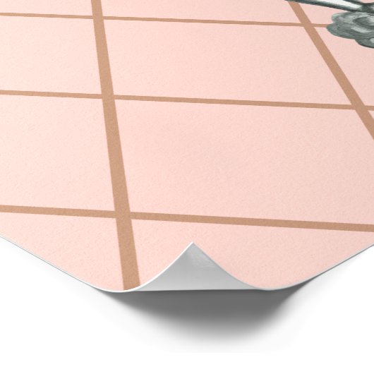 ピンクパーソナライズされたプフランスのポドルウォールアートプリント ポスター (角)