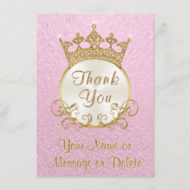 ピンクパーソナライズされたプリンセスサンキューカード サンキューカード