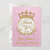 ピンクパーソナライズされたプリンセスサンキューカード サンキューカード (正面/裏面)