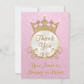 ピンクパーソナライズされたプリンセスサンキューカード サンキューカード (正面)