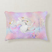 ピンクパーソナライズされたプリンセスユニコーン子供部屋 アクセントクッション (正面)