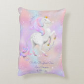 ピンクパーソナライズされたプリンセスユニコーン子供部屋 アクセントクッション (裏面(縦))