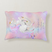 ピンクパーソナライズされたプリンセスユニコーン子供部屋 アクセントクッション (裏面)