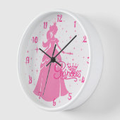 ピンクパーソナライズされたプリンセス壁時計 壁時計 (傾斜)