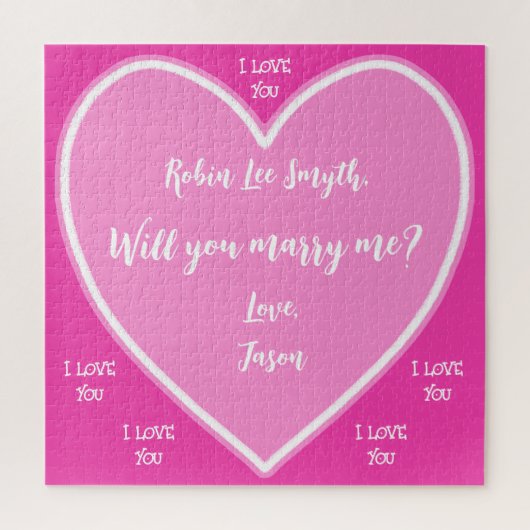 ピンクパーソナライズされたプロポーズジグソーパズル ジグソーパズル (縦)