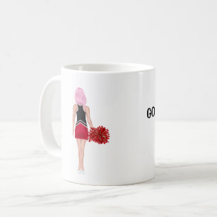 ピンクパーソナライズされたヘアのチアリーダーコーヒーマグ コーヒーマグカップ