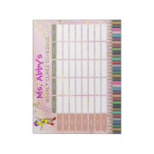 ピンクパーソナライズされたペンシル週間クラススケジュール ノートパッド (回転)