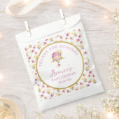 ピンクパーソナライズされたホットエアバルーン赤ちゃんシャワー フェイバーバッグ (クリップ留めされた状態)