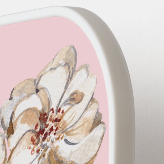 ピンクパーソナライズされたマグノリアモノグラムの ピックルボールラケット (左詳細)