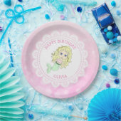 ピンクパーソナライズされたマーメイド誕生日プレート ペーパープレート (パーティー)