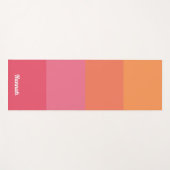 ピンクパーソナライズされたミニマルオレンストライプジ ヨガマット (正面(横))