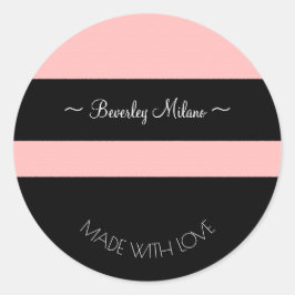 ピンクパーソナライズされたモダンとブラックのシール ラウンドシール
