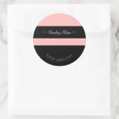 ピンクパーソナライズされたモダンとブラックのシール ラウンドシール (バッグ)
