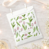 ピンクパーソナライズされたモダンチューリップ花 フェイバーバッグ (クリップ留めされた状態)