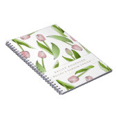 ピンクパーソナライズされたモダンチューリップ ノートブック (右側)