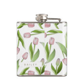 ピンクパーソナライズされたモダンチューリップ フラスク (裏面)