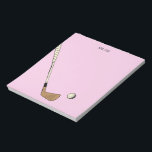 ピンクパーソナライズされたモダンヴィンテージ ノートパッド<br><div class="desc">ゴルフモダンデザイン用ゴルフ。</div>