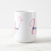 ピンクパーソナライズされたモノグラム文字W名前をカスタムする コーヒーマグカップ (中央)