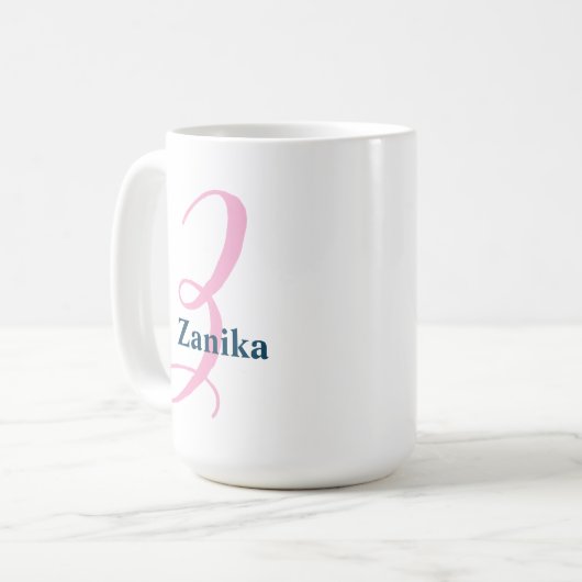 ピンクパーソナライズされたモノグラム文字Z名前をカスタムする コーヒーマグカップ (正面左)
