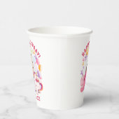 ピンクパーソナライズされたユニコーンガール5誕生日 紙コップ (右)