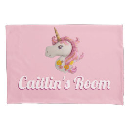 ピンクパーソナライズされたユニコーンバルーンガールズベッドルーム 枕カバー