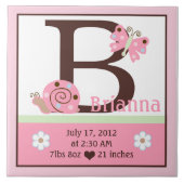 ピンクパーソナライズされたラディバグ誕生統計タイル タイル (正面)