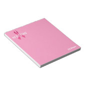 ピンクパーソナライズされたリボンがん認識度 ノートパッド (アングル)