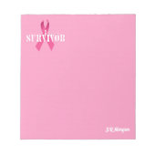 ピンクパーソナライズされたリボンがん認識度 ノートパッド (正面)