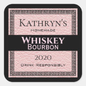 ピンクパーソナライズされたレザー スクエアシール (正面)