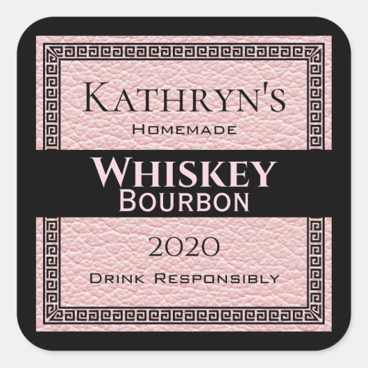 ピンクパーソナライズされたレザー スクエアシール (正面)